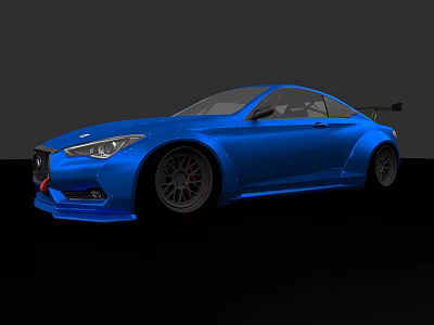 Blue Sports Coupe With Modified Body Kit Rear Spoiler And Sporty Wheels 3d model