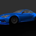 Blue Sports Coupe With Modified Body Kit Rear Spoiler And Sporty Wheels