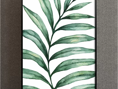 Botanical Watercolor Painting With Green Leaves Design For Home Wall Decor 3d model