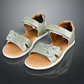 Kids Summer Sandals With Shimmering Decorative Straps And Comfortable Brown Sole 3d model