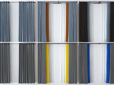Various Colored Curtains With Different Styles For Home Interior Decor 3d model