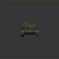 3D Rendered Military Tank With Green Camouflage Tracks And Long Gun Barrel