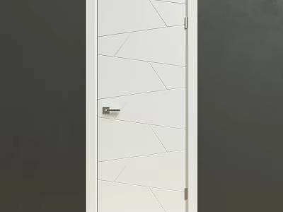 Modern White Hinged Door With Stylish Geometric Pattern And Sleek Look 3d model