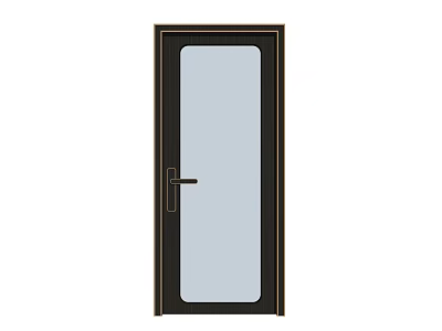 Modern Exterior Door With Black Frame Large Glass Panel And Handle Design 3d model