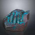 Hand Shaped Sculptural Equipment With Blue Brown Textured Surface And Artistic Design