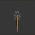 Handcrafted Wooden Comb Shaped Carving With Intricate Metal Hook And Textured Surface Design