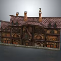 Cartoon Fairy Tale House Scene With Multiple Chimneys Pointed Roof And Decorative Windows