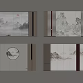 Traditional Chinese Landscape Wall Art Decor With Mountain Patterns And Frame Designs