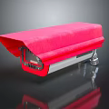 Red Computer Case With Modern Design Metal Parts And Reflective Surface
