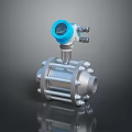 Industrial Flow Meter With Blue Digital Display And Stainless Steel Flange Body