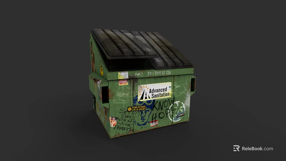 Green Military Style Storage Box With Allied Survivors Stickers And Graffiti NCET3102 3d model 