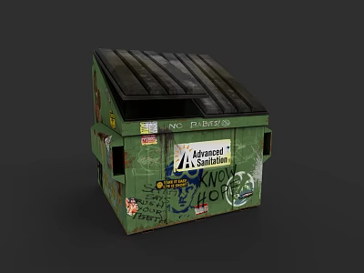 Green Military Style Storage Box With Allied Survivors Stickers And Graffiti NCET3102 3d model
