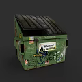 Green Military Style Storage Box With Allied Survivors Stickers And Graffiti NCET3102