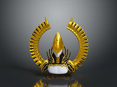 Luxurious Golden Ornate Headdress With Symmetrical Wing Shaped Intricate Decorative Elements 3d model