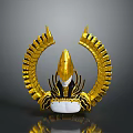 Luxurious Golden Ornate Headdress With Symmetrical Wing Shaped Intricate Decorative Elements