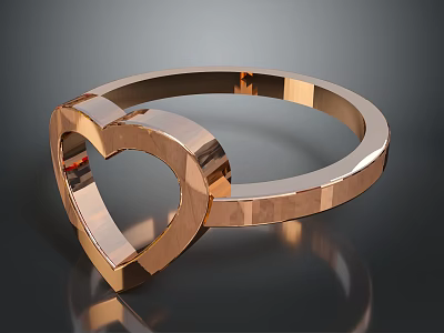 Rose Gold Heart Shaped Ring Fashion Accessory With Modern Shiny Metal Design 3d model