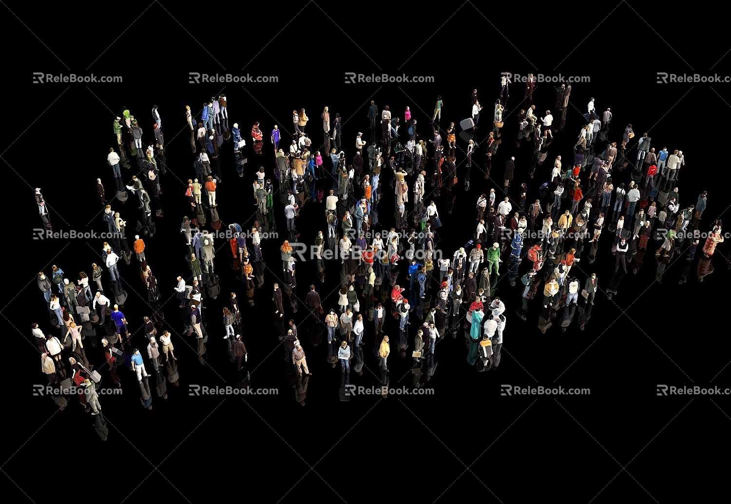 People and Characters Combination Bird's Eye View People and Many People Scenarios 3d model