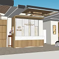Modern Beauty Salon Interior Design With Wooden Counter Hanging Lights And Seating Area