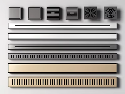 Bathroom Small Accessories With Various Design Drains And Metal Strips In Modern Style 3d model