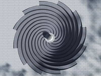 Spiral Plaza Landscape Top View With Concentric Gray Structures And Central Circular Opening 3d model