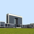 Modern Office Buildings Complex With Green Grass Landscape And Architectural Design 3d model