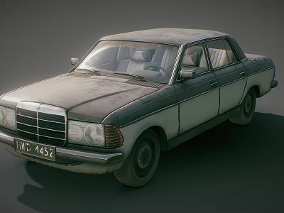Classic Vintage Sedan With Two Tone Silver And White Body Design 3d model