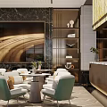 Modern Luxury Real Estate Sales Office Lobby With Marble Decorations And Residential Project Sand Table