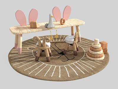 Modern Children's Table and Chair Children's Table and Chair Combination 3d model