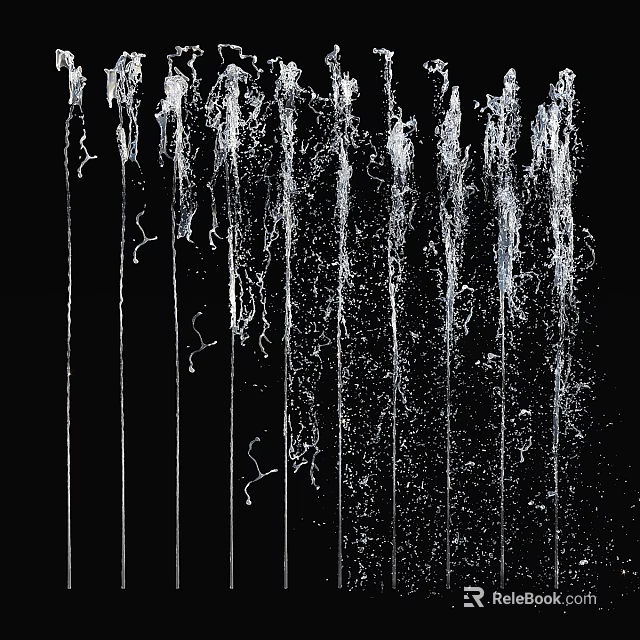 Decorative Garden Water Feature with Vertical Streams and Splashing Droplets 3d model 