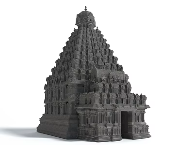 Ancient Hindu Temple Tower With Intricate Carvings And Multi tiered Architectural Design 3d model
