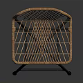 Stylish Orange Woven Bar Stool Featuring Black Metal Frame Design 3d model