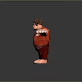 Muscular Cartoon Character In Red Outfit With Brown Hair And Outstretched Arms