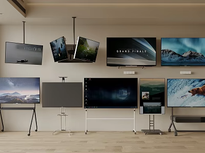 Various TVs Showcased In Modern Interior Space 3d model Various TVs Showcased In Modern Interior Space 3d model