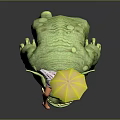 Female Character In Bikini Riding Green Monster With Yellow Umbrella And Sunglasses