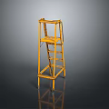 Scenic View Featuring Yellow Ladder On Dark Background With Reflection 3d model