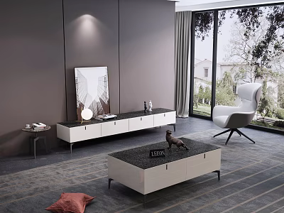Modern TV Cabinet With Sleek White And Black Finish Storage Drawers For Contemporary Living Room 3d model