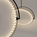 Modern Round Pendant Lights with Illuminated Circular Design and Black Frame 3d model