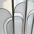 Modern Glass Door With Black Frame And Intricate Geometric Patterns Design