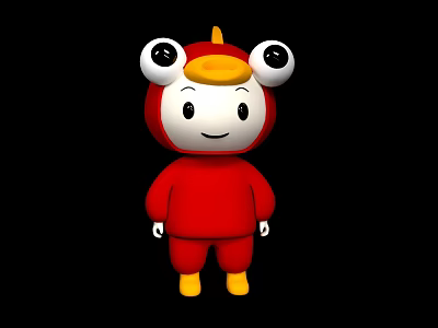 Cute Red Yellow Cartoon Character Decorative Ornament Figurine For Home Decor 3d model