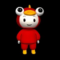 Cute Red Yellow Cartoon Character Decorative Ornament Figurine For Home Decor