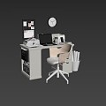 Modern Office Desk and Chair Combination Modern Desk and Chair Office Desk and Chair Office Desk Leisure Chair Office Chair Computer Decorative Painting Alarm Clock Writing Board Home 3d model