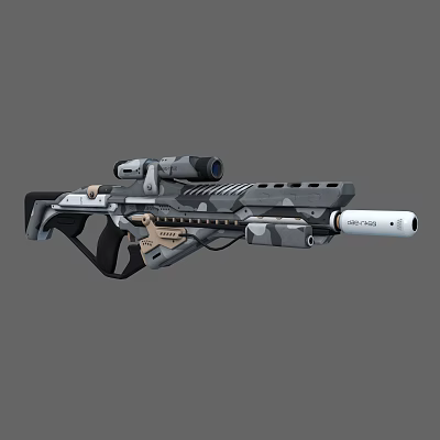 Advanced Sci Fi Rifle With Scope Camouflage Design Long Barrel And Grip 3d model
