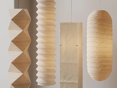 Modern Contemporary Pendant Lights With Geometric Pleated And Cylindrical Designs For Home Interior Decor 3d model