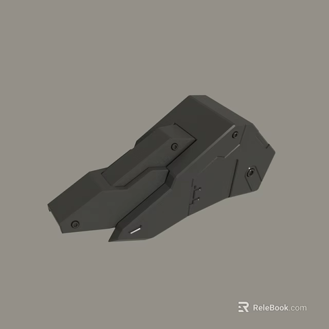 Black Mechanical Part 3D Model With Geometric Shape And Screw Holes 3d model 