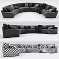 Modern Curved Abstract Shape Sofa With Pillows Blanket And Checkerboard Pattern Design 3d model
