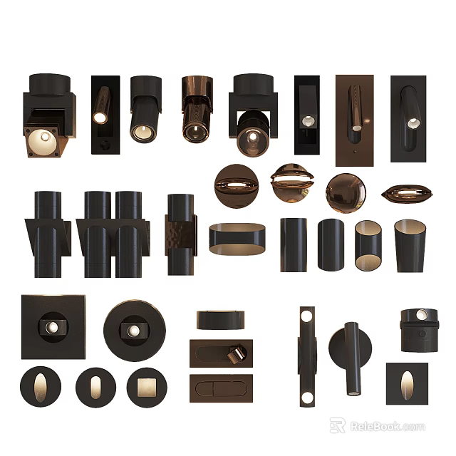 Modern Downlights And Spotlights With Various Styles For Home Interior Lighting 3d model