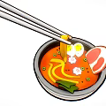 Delicious Ramen Bowl With Soft Boiled Eggs Sliced Meat Vegetables And Chopsticks Holding Noodles