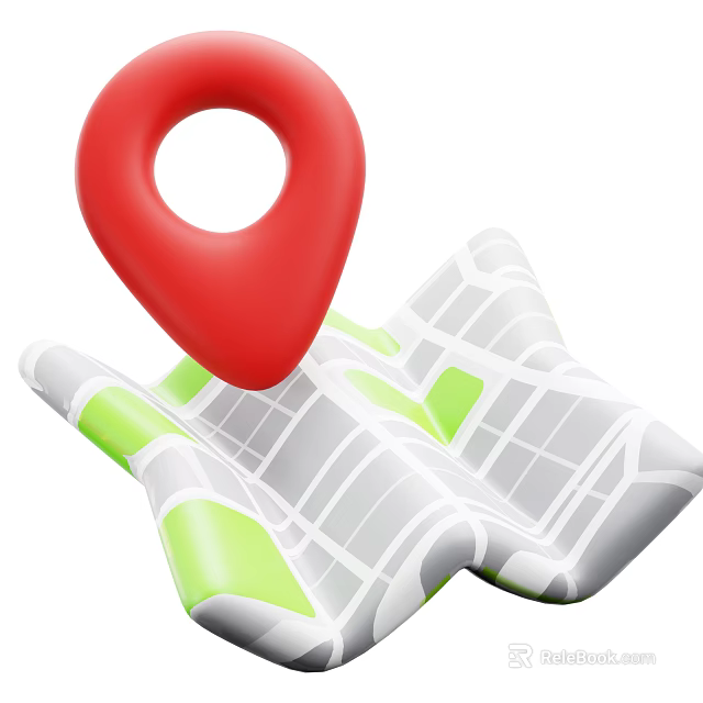 Elegant Decorative Ornament Set With Red Location Pin And Map Design For Home Decor 3d model 