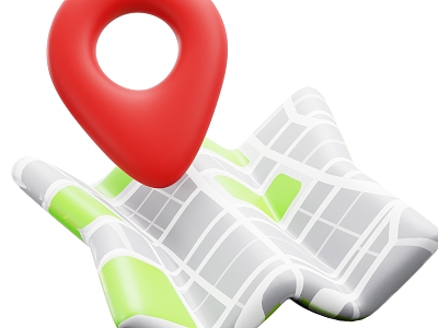 Modern map positioning map cartoon map icon 3d model