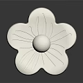 White Flower Shaped Carved Decorative Ornament With Intricate Petal Patterns and Central Circular Detail